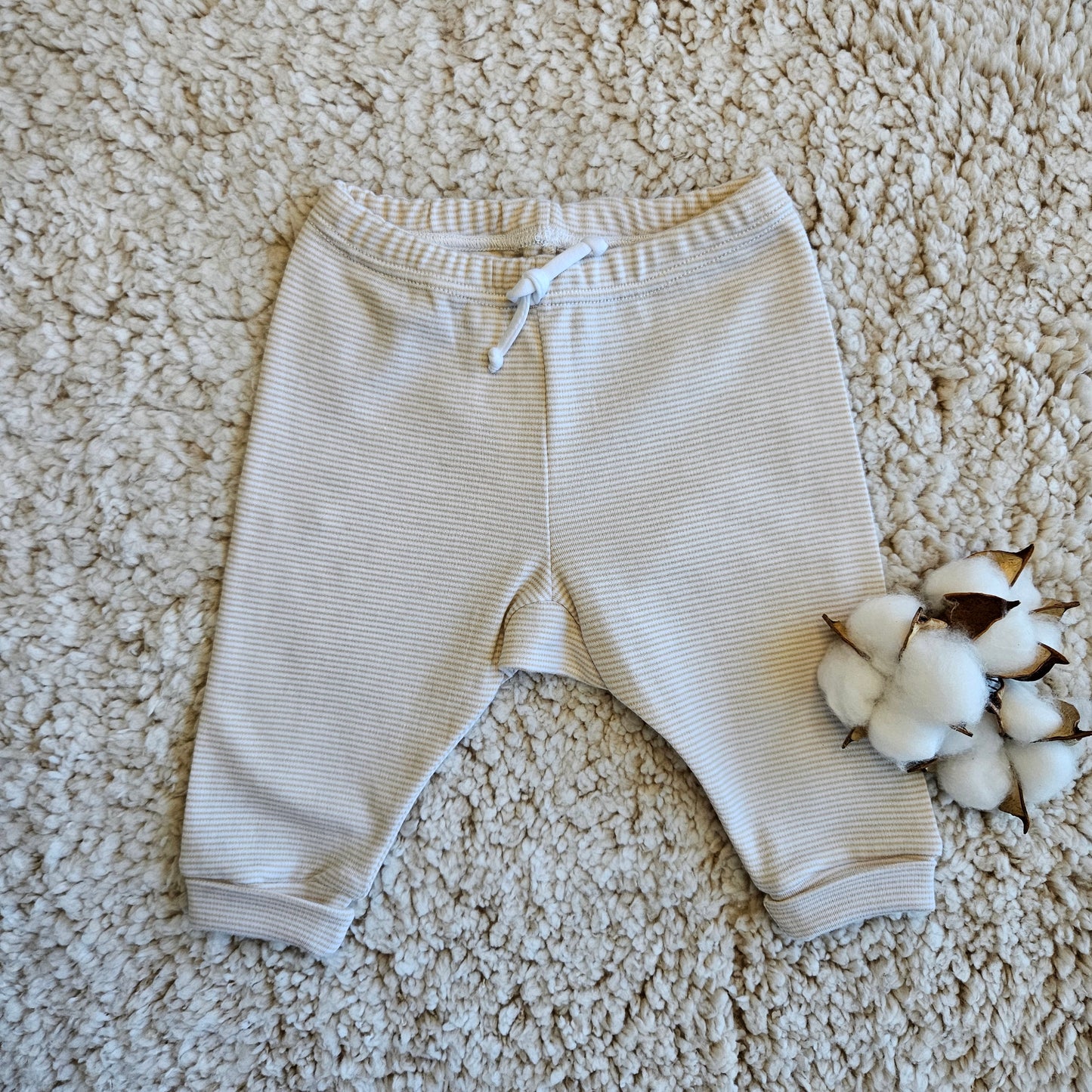 Pants, beige and white